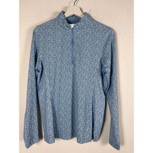 Peter Millar Womens Necessities Lightweight Sun Shirt Medium Blue 1/4 Zip Top